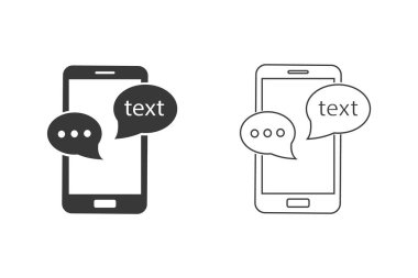 Telefon ya da Mobil Sohbet Simgesi Ayarlandı. Vektör
