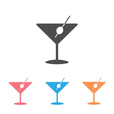 Düz martini cam vektör ikonu