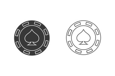 Kumarhane çipi düz simge poker çipi vektör simgesi ayarlandı