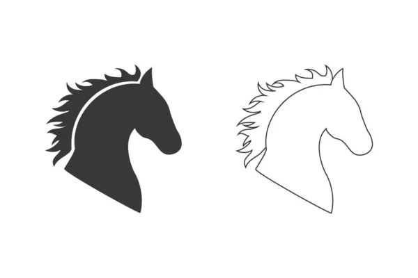 Cabeza caballo icono conjunto vector en plano — Archivo Imágenes Vectoriales