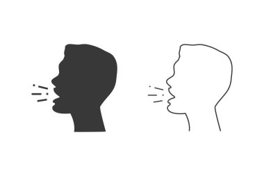 Öksürük işaret simgesi tasarım modası düz stili. Vektör işareti