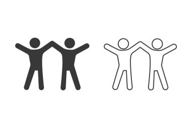 Arkadaş simgesi seti. LGBT vektör çizimi. İki adam yan yana duruyor. Beyaz üzerine izole edilmiş sembol