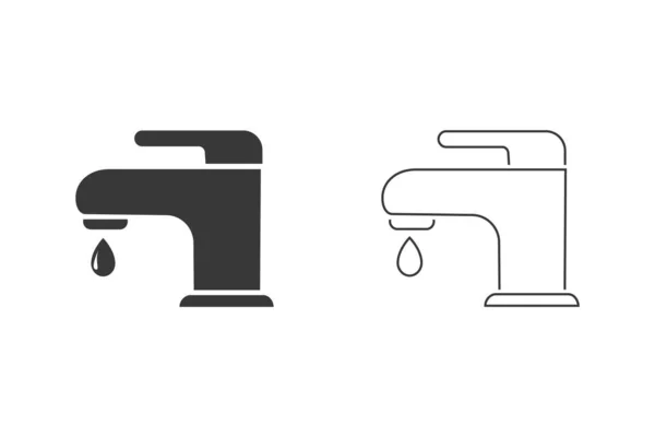 Faucet pictogram set platte stijl. Vectorillustratie — Stockvector