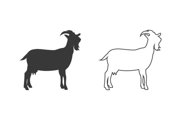 Animales de granja Cabra Icono Set Vector Ilustración — Archivo Imágenes Vectoriales