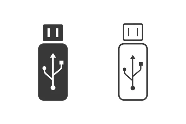 Ícone de unidade Usb definido isolado no branco. Ilustração vetorial —  Vetores de Stock