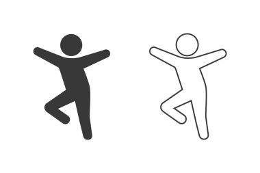 Dans eden adam ikonu seti. Düz biçim vektörü