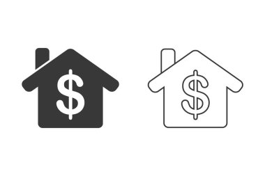 Ev satın alma veya emlak yatırımı uygulamalar ve web siteleri için düz vektör simgesi