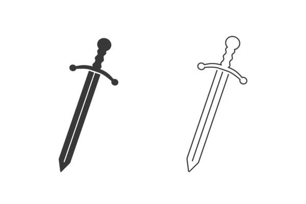 Steel sword vector icon set illustration isolated on white background — Stock Vector