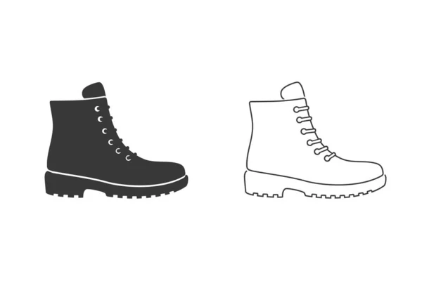 Botas zapatos icono conjunto plano estilo vector — Archivo Imágenes Vectoriales
