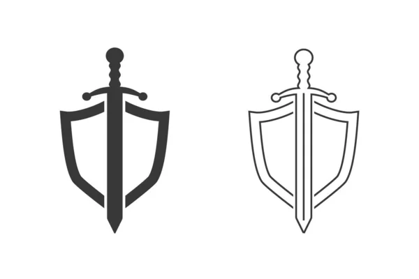 Ícone de escudo definido no design moderno plana. Vetor —  Vetores de Stock