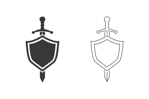 Ícone de escudo definido no design moderno plana. Vetor — Vetor de Stock