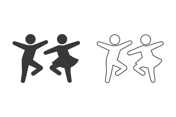 Conjunto de iconos de hombre y mujer bailando. Bailando un par de personas. Gente feliz. Ilustración vectorial — Vector de stock