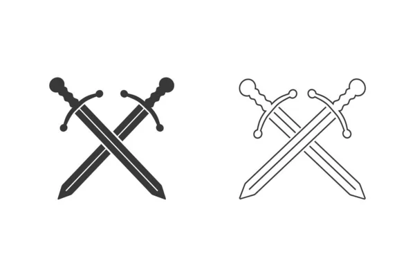 Sword vector icon set on white. Flat vector — Stock Vector