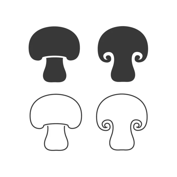 Mushroom vector line icon set. Champignon simple silhouette — Stock Vector