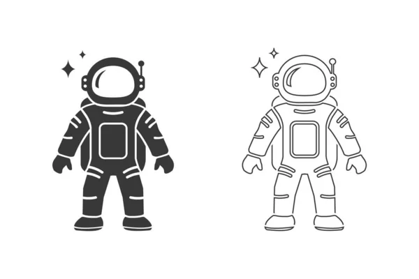 Astronauta Icono Plano Set Vector ilustración — Vector de stock