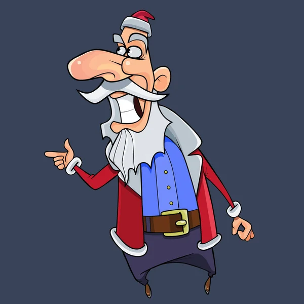 Desenho Animado Alegre Sorrindo Homem Vestido Como Papai Noel — Vetor de Stock