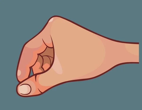 漫画の人間の手の指で何かを拾う サイドビュー — ストックベクタ