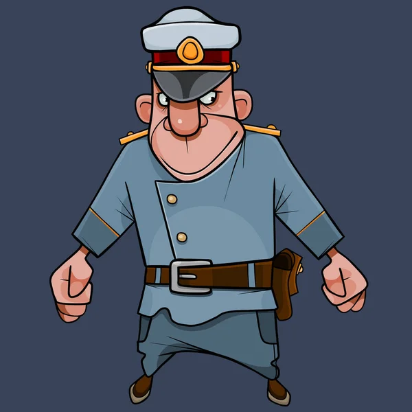 Cartoon Man Police Uniform Gun Holster — Stock Vector
