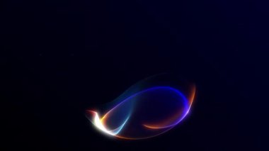 Parlak renkli soyut küre, akış eğimleri ve parlak kenarları var. Karanlık bir arka planda düzgün dinamik hareketli gelecekçi dijital şekil. Kusursuz 4K döngüsü.