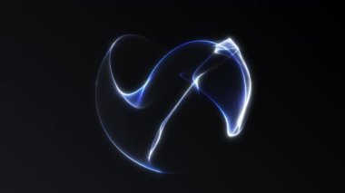 Koyu arkaplanda sıvı dalga şekilleri olan en az mavi ve beyaz ışık küresi. Zarif bilim kurgu plazma küre animasyonu yumuşak hareket ve dönüş ile. 4K döngüsü.