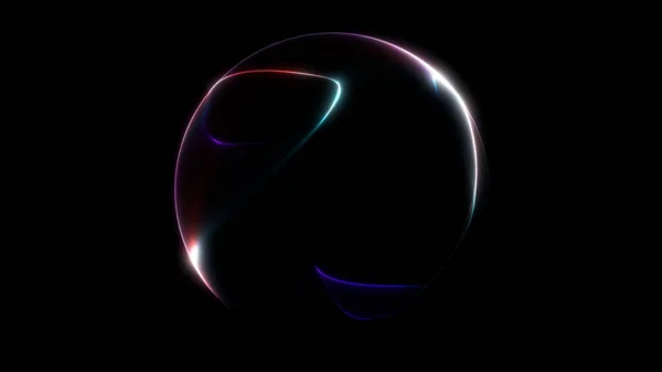 Değişken ışık ve pürüzsüz yansımaları olan renkli sıvı küre. Yumuşak enerji yüzeyi olan soyut parlayan küre.