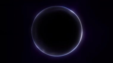 Siyah zemin üzerinde sıvı ışık dalgalarıyla pürüzsüz bir şekilde titreşen koyu mor parlak sıvı küre. 4K çözünürlüğünde soyut enerji küre döngüsü canlandırması.