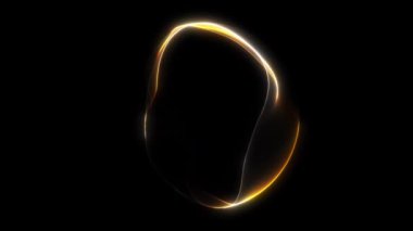 Yüzeyinde turuncu, mavi ve beyaz ışık dalgalarıyla parlayan küre. 4K içinde soyut renkli küre döngü animasyonu.