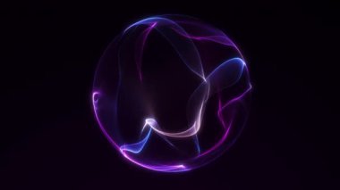 Yumuşak ışık dalgaları ve zarif hareketlerle parıldayan mor eğimli küre animasyonu. Soyut 4K geleceksel arkaplan.