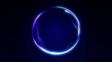 Yumuşak dijital yansımaları ve koyu arkaplanda pürüzsüz hareketleriyle minimum mavi parlayan küre. Soyut tasarım.