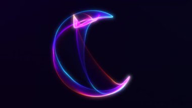 Mor, mavi ve pembe parlak çizgileri olan parlak neon küreler. 4K pürüzsüz döngü içinde pürüzsüz gradyan akışına sahip soyut ışıltılı enerji küresi.