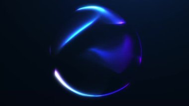Yumuşak sıvı ışık hareketli, parlak mavi ve mor plazma küresi. Pürüzsüz 4K döngüsü fütüristik enerji akışını ve koyu arkaplanda pürüzsüz ışık eğimlerini gösterir