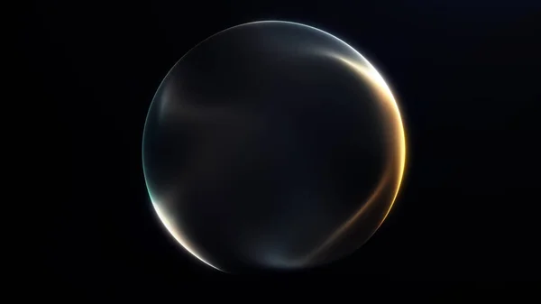 Yumuşak ışıklandırma ve minimum koyu arkaplan ile temiz bir fütürist küre tasarımı oluşturan ince gri ve ılık turuncu yansımaları ile yumuşak eğimli küre.