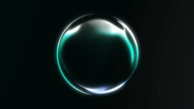 Yumuşak yansımaları ve pürüzsüz gradyan ışığı olan en az parlayan yeşil küre koyu arkaplanda zarif fütüristik tasarım yaratıyor..