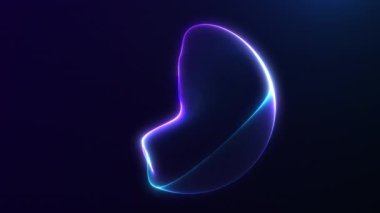 Pürüzsüz mavi ve mor parlak sıvı küre karanlık uzayda animasyon. Zarif hareket ve yumuşak gradyan ışık ile gelecekçi plazma enerji küresi. Modern görseller için kusursuz 4K döngüsü.