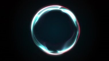 Parlak kırmızı ve turkuaz gradyan enerji küresi. Soyut gelecekçi plazma küre animasyonu, pürüzsüz 4K döngüsünde. Zarif teknik arkaplan hareketi.