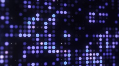 Parlak noktalı soyut mavi ve mor yarım ton daire. Koyu arkaplanda parlak ışık deseni.