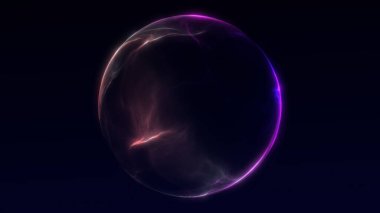 Pembe ve mavi plazma küresi pürüzsüz enerji akışına sahiptir. Soyut fütüristik ışık küresi. Koyu arkaplanda canlı ve zarif sıvı dokusu var..