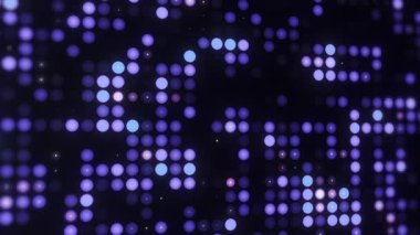 Soyut parlak yarım tonlu mavi ve mor daire animasyonu. Parlak noktalı ve pürüzsüz 4K döngülü gelecekteki teknolojik modeller. Zarif dijital ışık tasarımı.