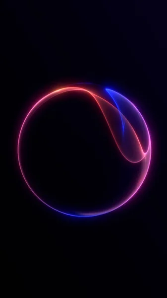 Pürüzsüz kenarları ve yumuşak dijital ışıklandırmasıyla parlayan dikey bir neon gradyan küre. Sıvı kıvrımlı ve temiz fütüristik görünümlü zarif, asgari tasarım..