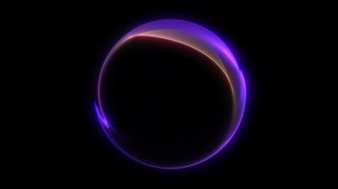 Minimum mor fraktal küre, neon eğimli, parlak kenarlı ve zarif akışkan hareketli. Temiz dijital enerji akışına sahip gelecekçi soyut animasyon.