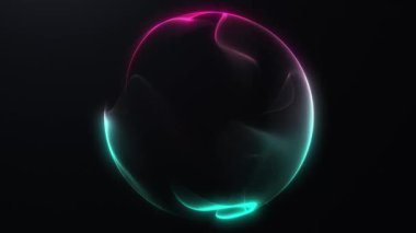Pembe, yeşil ve mavi tonlarda pürüzsüz sıvı hareketli neon eğimli küre. Yumuşak parlayan akış 4K 60FPS 'de temiz bir geleceksel soyut animasyon yaratır.