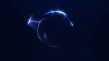 Pürüzsüz gradyan kenarları ve akan neon kıvrımları ile parlak parlak mavi parlak küre sakin bir soyut enerji hareketi oluşturur. Kusursuz 4K döngüsü.