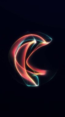 Pembe ve yeşil kıvrımlı dikey soyut küre pürüzsüz eğimli kenarlar etrafında akar ve yumuşak neon enerji hareketi yaratır. Temiz 4K döngüsü.