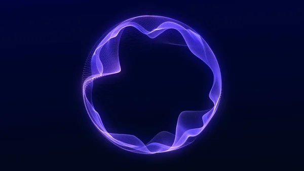 Minimal glowing purple neon orb created from soft flowing digital waves. Smooth motion feel, elegant circular shape and subtle futuristic particles over a dark gradient background.
