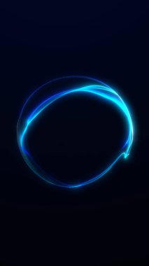 Pürüzsüz ışık kenarlı koyu arkaplanda en az mavi parlak küre. Damgalama, posterler ve teknolojik görseller için temiz fütüristik estetik.