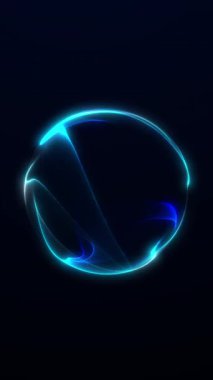 Minimum parlayan mavi neon küre karanlık uzayda dönüyor. Kusursuz 4K 60FPS döngüsü zarif hareket arkaplanları sunumlar, yayınlar ve modern ürün görselleri.