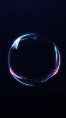 Sıvı mavi ve pembe röfleli neon küre pürüzsüz sürekli hareket halinde. Karanlık minimal arkaplan üzerine modern yüksek detaylı fütüristik animasyon.