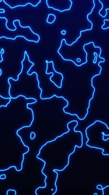 Neon mavi dijital çizgiler karanlık bir arkaplanda soyut akış yolları oluşturarak teknolojik görsel, siber temalar ve bilim kurgu arayüzleri için ideal bir dinamik fütüristik hareket oluşturur..
