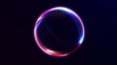 Karanlık uzayda hafifçe parlayan çok renkli sıvı eğimli küre. Soyut fütüristik enerji küresi pürüzsüz ve zarif bir hareketle. Modern tasarım için kusursuz 4K 60fps döngüsü.
