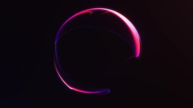 Soyut neon sıvı küre koyu arkaplanda mavi, kırmızı ve mor renkte parlıyor. Pürüzsüz hareketli dinamik fütüristik enerji küresi. Kusursuz 4K 60fps döngü animasyonu.